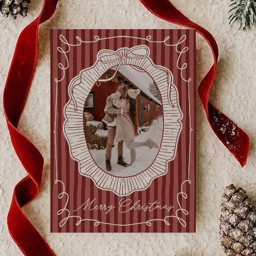 Coquette Bow Red Christmas Photo Card