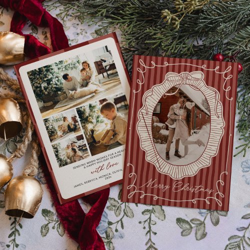 Coquette Bow Red Christmas Photo Card