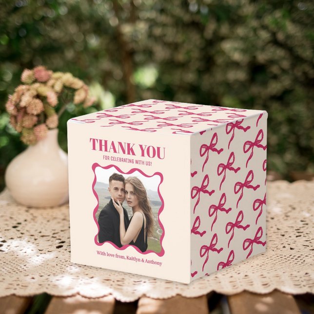Coquette Bow Retro Wedding Favor Boxes (Creator Uploaded)