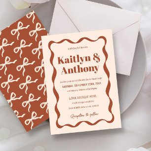 Coquette Bow Retro Wedding Invitation