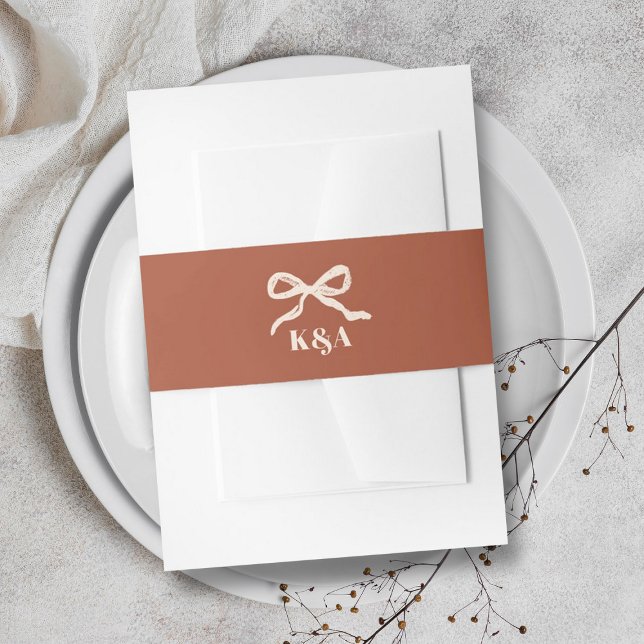 Coquette Bow Retro Wedding Invitation Belly Band (Creator Uploaded)