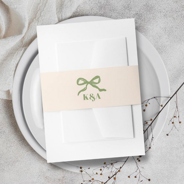 Coquette Bow Retro Wedding Invitation Belly Band (Creator Uploaded)