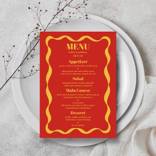 Coquette Bow Retro Wedding Menu