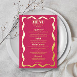 Coquette Bow Retro Wedding Real Foil Menu Card<br><div class="desc">Celebrate in style with these very trendy retro coquette style real foil pressed wedding menu cards. The design is easy to personalize with your own menu wording and your guests will be thrilled when they see these fabulous menus at your wedding. More color options and matching items can be found...</div>
