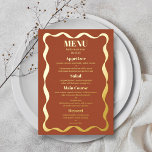 Coquette Bow Retro Wedding Real Foil Menu Card<br><div class="desc">Celebrate in style with these very trendy retro coquette style real foil pressed wedding menu cards. The design is easy to personalize with your own menu wording and your guests will be thrilled when they see these fabulous menus at your wedding. More color options and matching items can be found...</div>