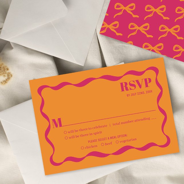 Coquette Bow Retro Wedding RSVP Card (Creator Uploaded)