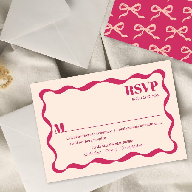 Coquette Bow Retro Wedding RSVP Card (Creator Uploaded)