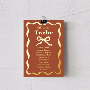Coquette Bow Retro Wedding Seating Chart Foil Card
