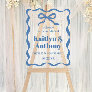 Coquette Bow Retro Wedding Welcome Acrylic Sign