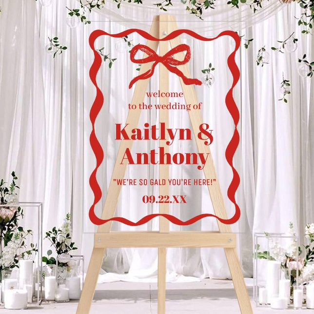 Coquette Bow Retro Wedding Welcome Acrylic Sign (Creator Uploaded)
