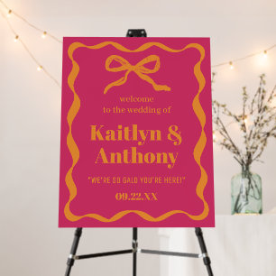 Coquette Bow Retro Wedding Welcome Foam Board