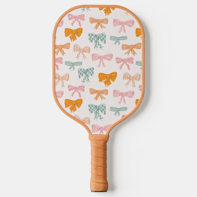 Coquette bow ribbon pastel pickleball paddle