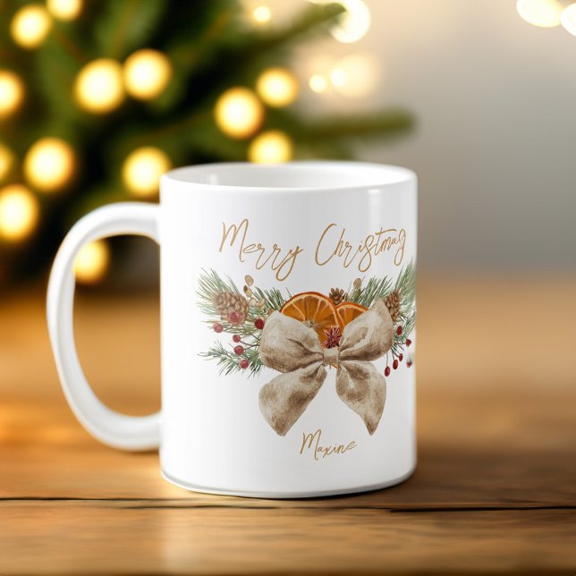 Coquette bow rustic Christmas gifts personalized Coffee Mug (Coquette bow rustic Christmas  mug Christmas gifts personalized Coffee Mug pines citrus bow mug)