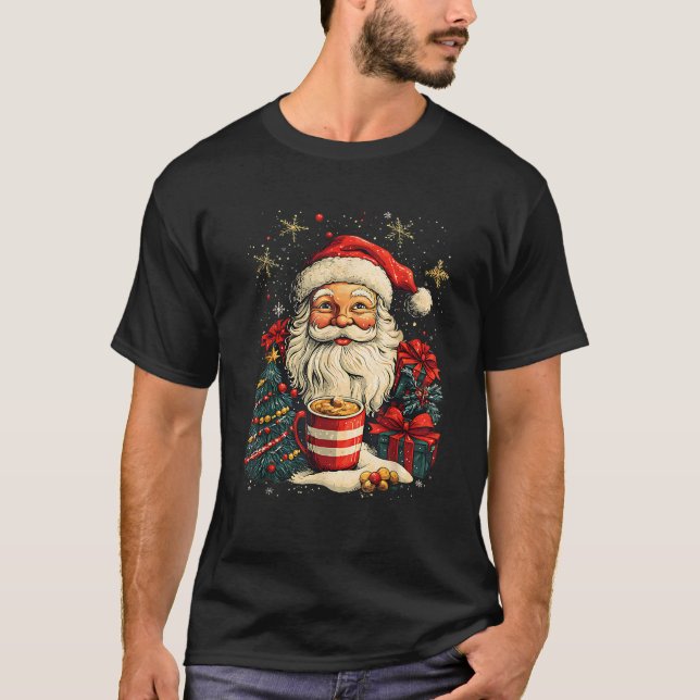 Coquette Bow Santa Candy Girly Xmas Christmas Tree T-Shirt (Front)
