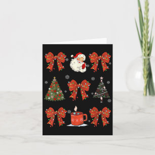Coquette Bow Santa Christmas Tree Cake Candy Cane Card