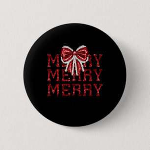 Coquette Bow Santa Claus Merry Christmas Women Xma Button