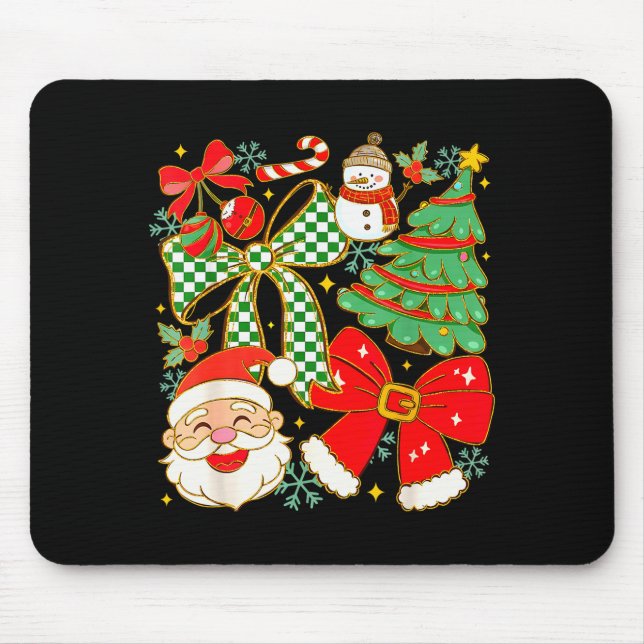 Coquette Bow Santa Claus Merry Christmas Women Xma Mouse Pad (Front)