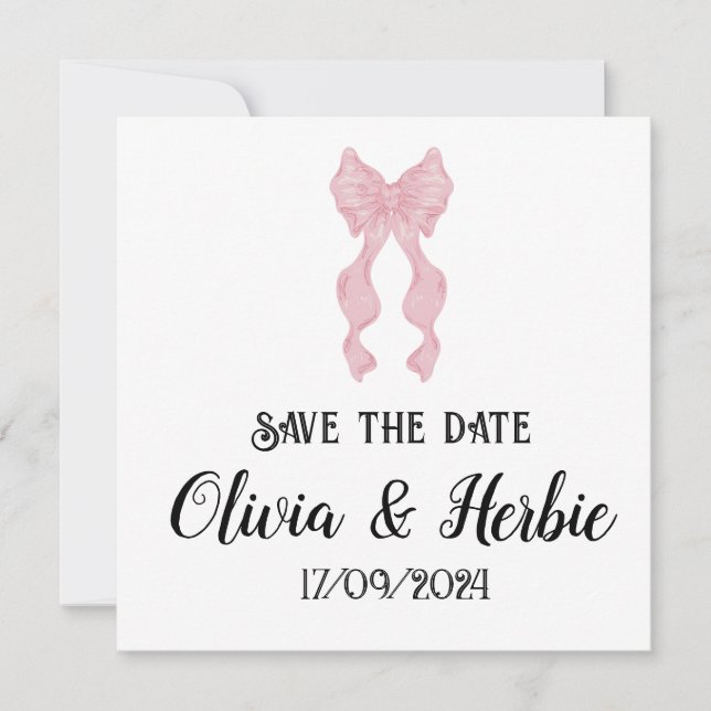 Coquette Bow Save the Date Card (Front)