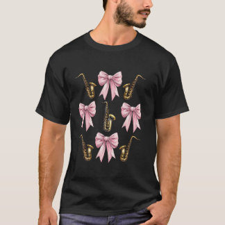 Coquette Bow Saxophone Mom Saxophonist Saxist Sax T-Shirt