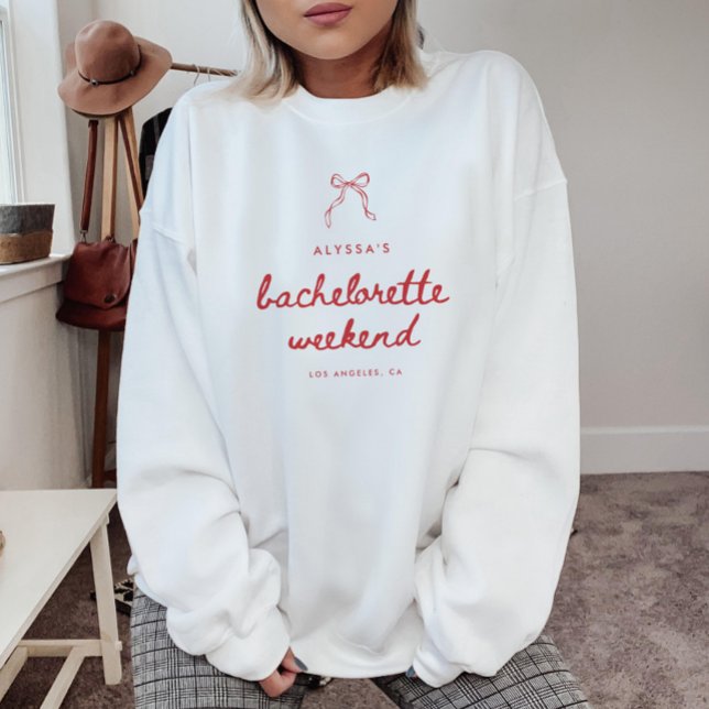 Coquette Bow Script Custom Bachelorette Weekend Sweatshirt (Creator Uploaded)
