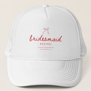 Coquette Bow Script Custom Bridesmaid's Name Trucker Hat