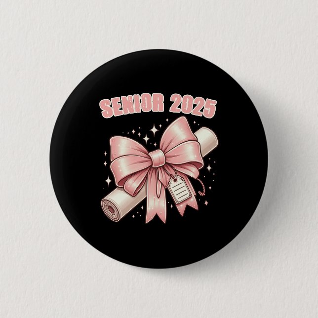 Coquette Bow Senior 2025 Graduation Long Sleeve  Button (Front)