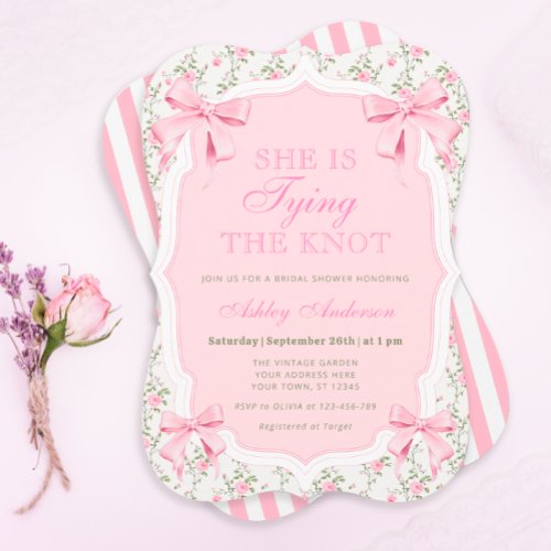 Coquette Bow Shes Tying the Knot Bridal Shower Invitation