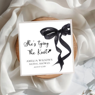 Coquette Bow Shes Tying The Knot Bridal Shower Napkins