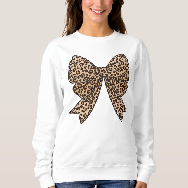 Coquette Bow Shirt Leopard Print Bow Sweatshirt (Front)