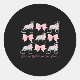 Coquette Bow Show Lamb Breeder Stock Show Mom Live Classic Round Sticker