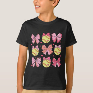 Coquette Bow Softball Mom Mothers Day Softball Mam T-Shirt