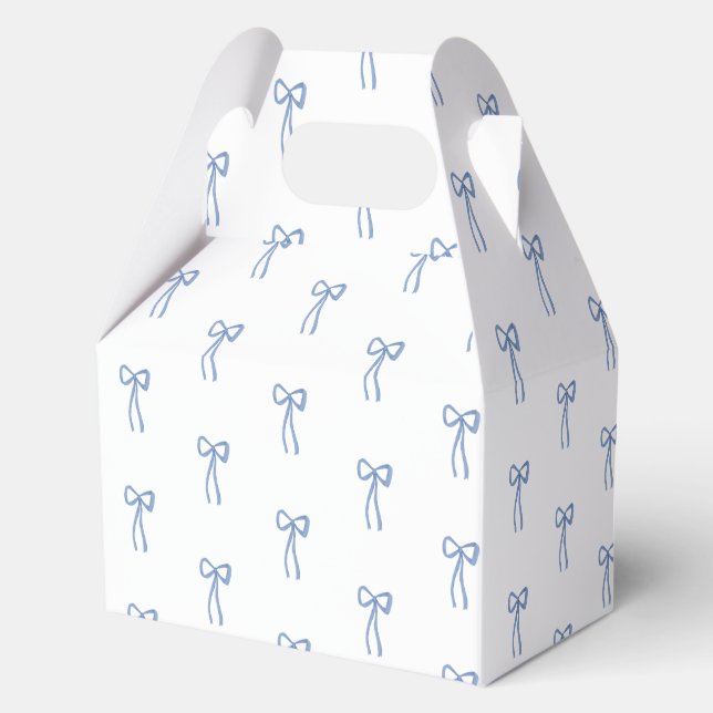 Coquette Bow Something Blue Bridal Shower Favor Boxes (Front)