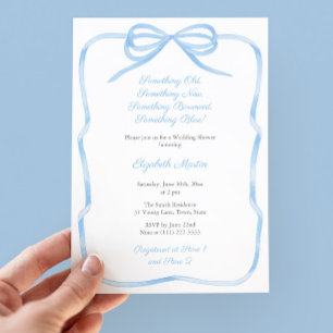 Coquette Bow Something Blue Bridal Shower Invitation