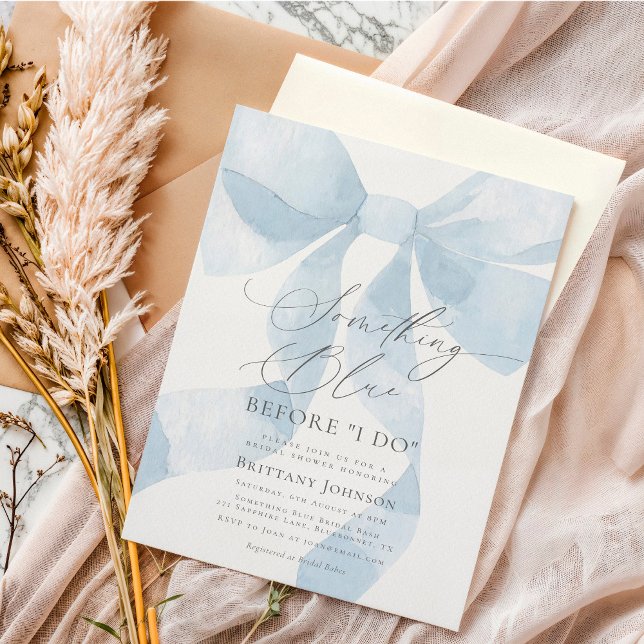 Coquette Bow Something Blue Bridal Shower Invitation (Creator Uploaded)