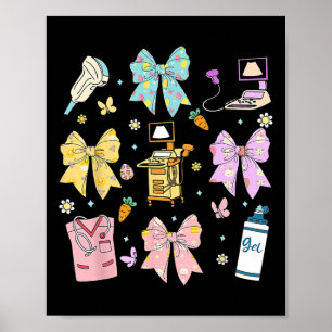 Coquette Bow Sonographer Easter Ultrasound Tech So Poster