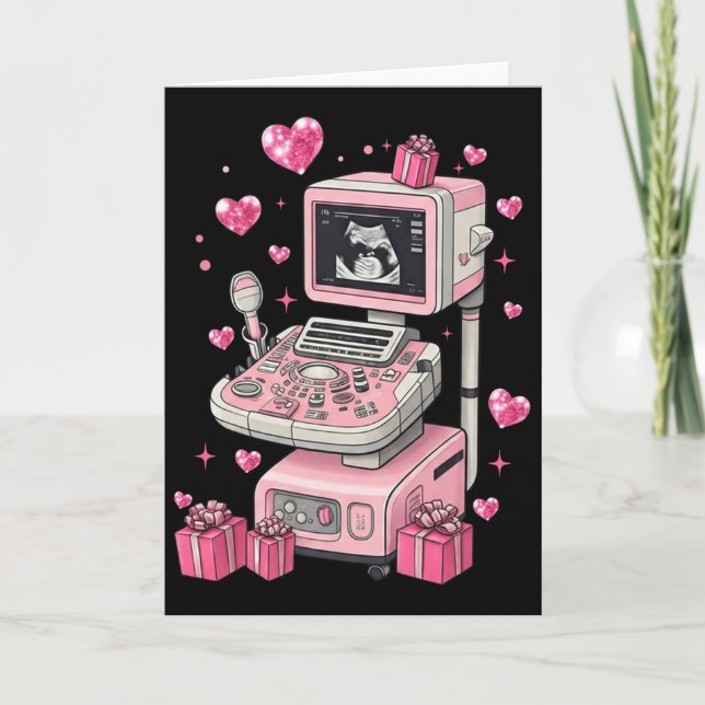 Coquette Bow Sonographer Valentine Ultrasound Tech Card (Front)