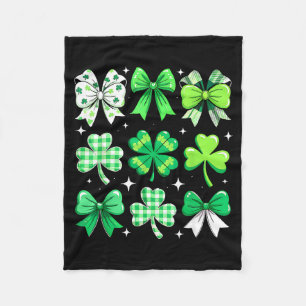 Coquette Bow St Patricks Day Irish Women Girls Tee Fleece Blanket