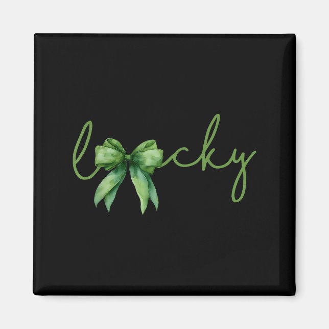Coquette Bow St.patricks Day Lucky Shamrock Irelan Magnet (Front)
