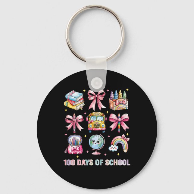 Coquette Bow Student Teacher 100 Days Of School 8  Keychain (Front)