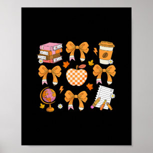Coquette Bow Teacher Thanksgiving Fall Autumn Girl Poster