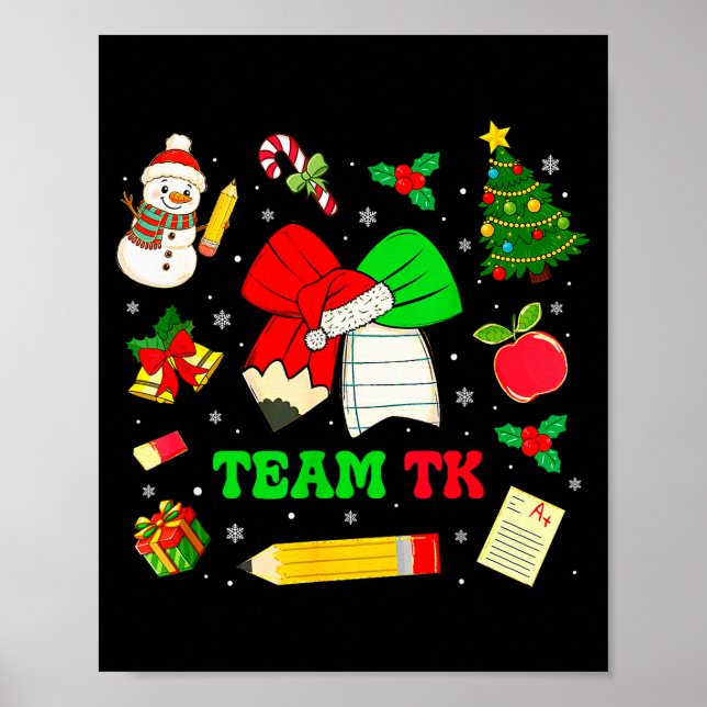 Coquette Bow Team Tk Christmas Transitional Kinder Poster (Front)