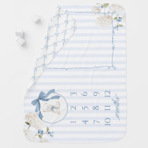 Coquette Bow Teddy Bear Milestone Baby Blanket