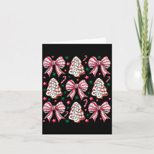 Coquette Bow Tree Cake Candy Cane Merry Christmas Card