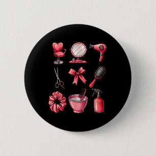 Coquette Bow Valentine Hair Stylist Hairdresser Co Button