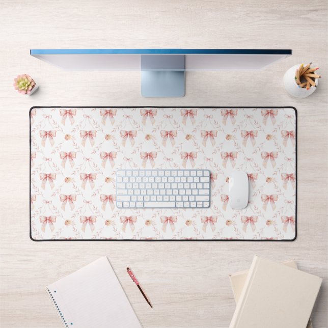 Coquette bow watercolor  desk mat (Office 1)