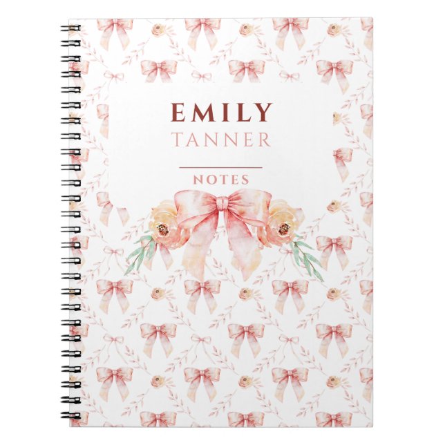 Coquette bow watercolor  notebook (Front)