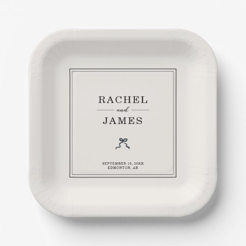 Coquette Bow Wedding Minimalist Elegant Reception Paper Plates
