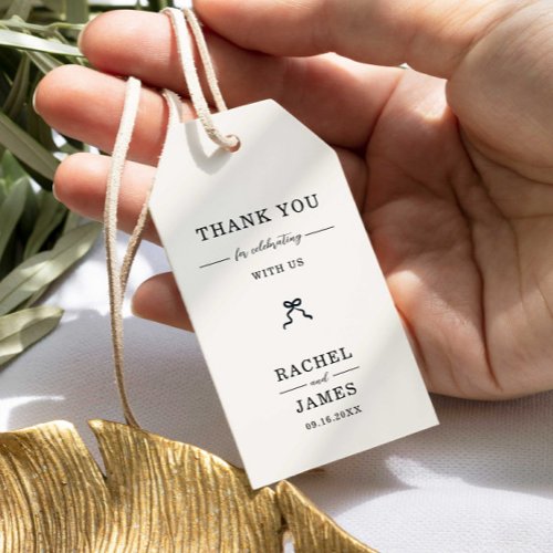 Coquette Bow Wedding Minimalist Elegant Thank You Gift Tags