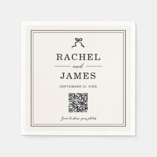 Coquette Bow Wedding Photo Sharing QR Code Minimal Napkins