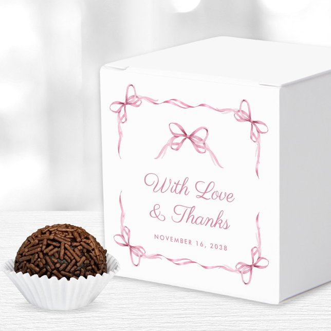 Coquette Bows Baby Girl Shower Thank You Favor Boxes (Creator Uploaded)